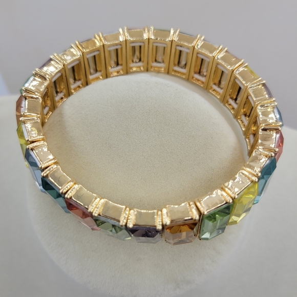 Elegant Rainbow Bling Bracelet • Stretch • Brand New • Colorful Costume - Picture 4 of 7